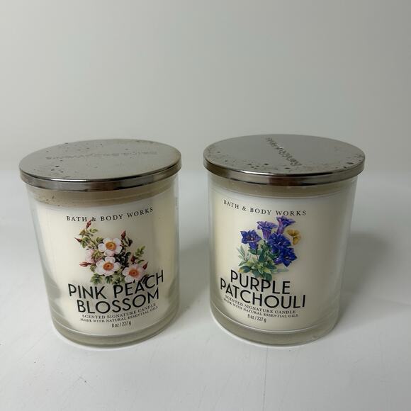 Bath & Body Works Candles 7oz Purple Patchouli & Pink Peach Blossom - Picture 1 of 7